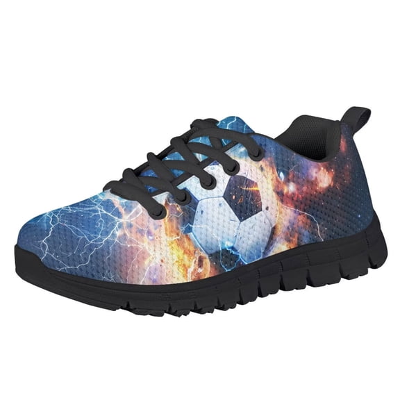 Uourmeti Boys Football Flame Shoes Kids School Sneakers Lace up Comfort Tennis Running Shoes Lightweight Mesh Slip on Sports Athletic Fitness Shoe Size 2.5