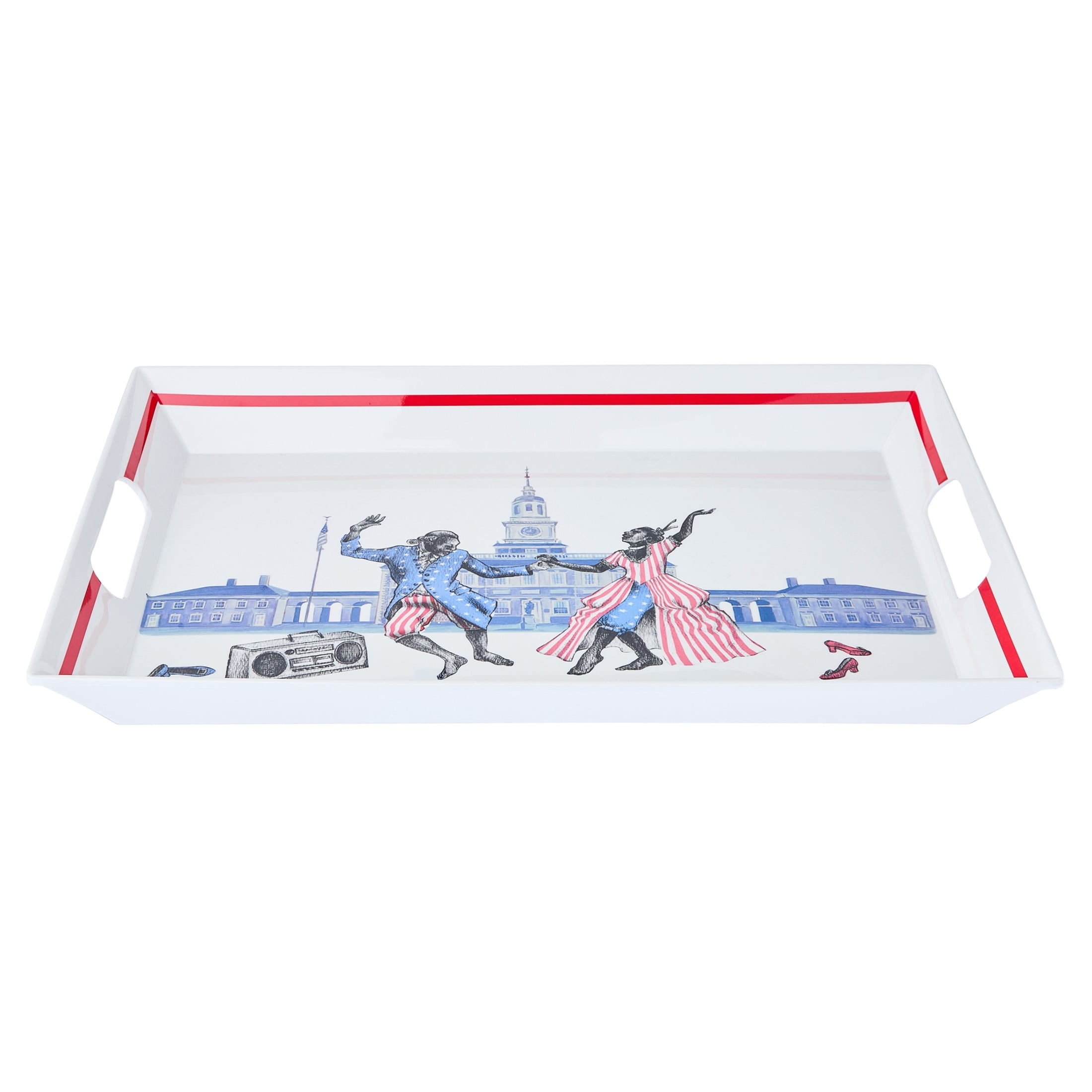 Sheila Bridges Harlem Toile Dancing Melamine 14.37" x 19.37" Handled Serving Tray