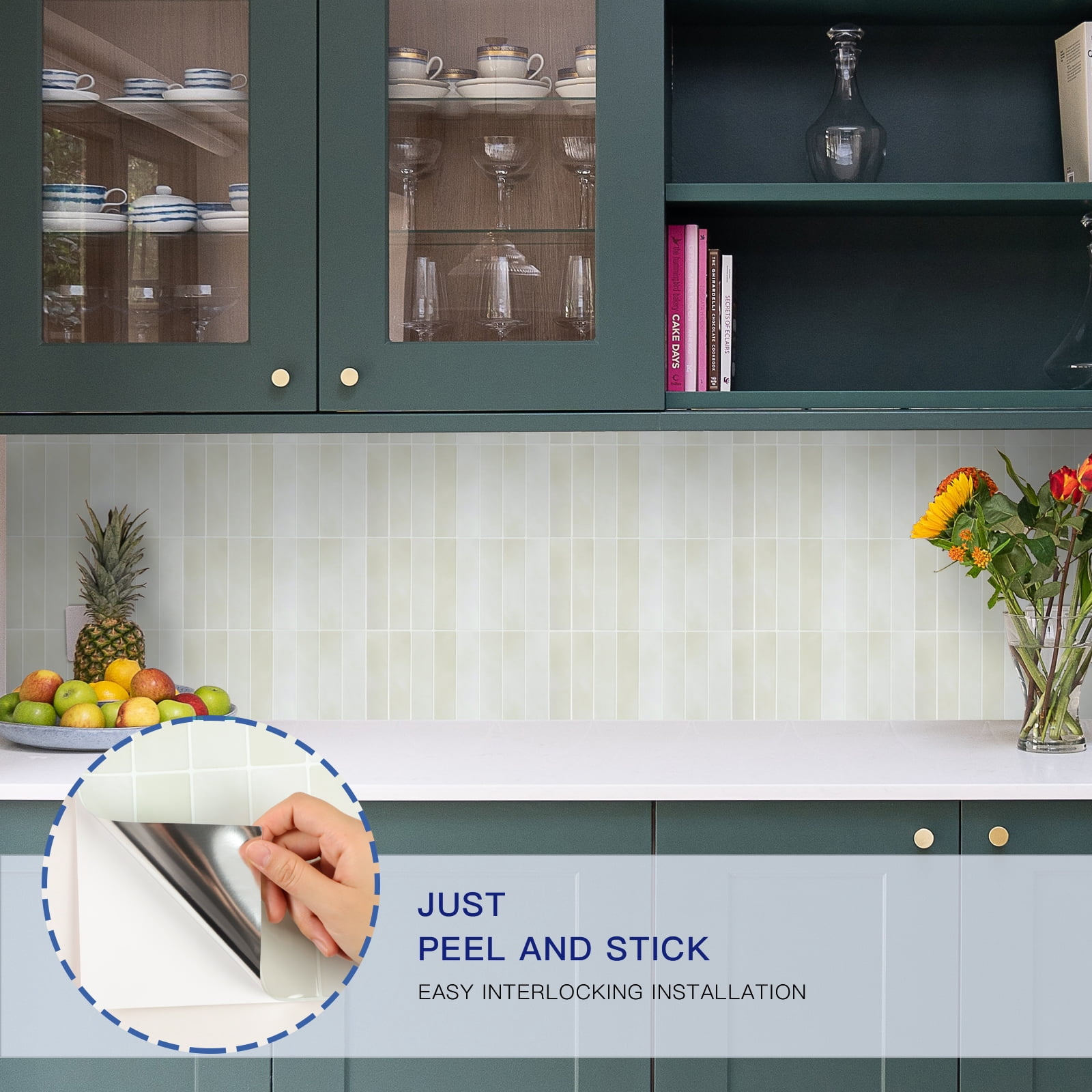 10 Sheets Peel and Stick Backsplash - 12" x 12" 3D Self Adhesive Peel and Stick Subway Tile for Kitchen Bathroom (Beige)