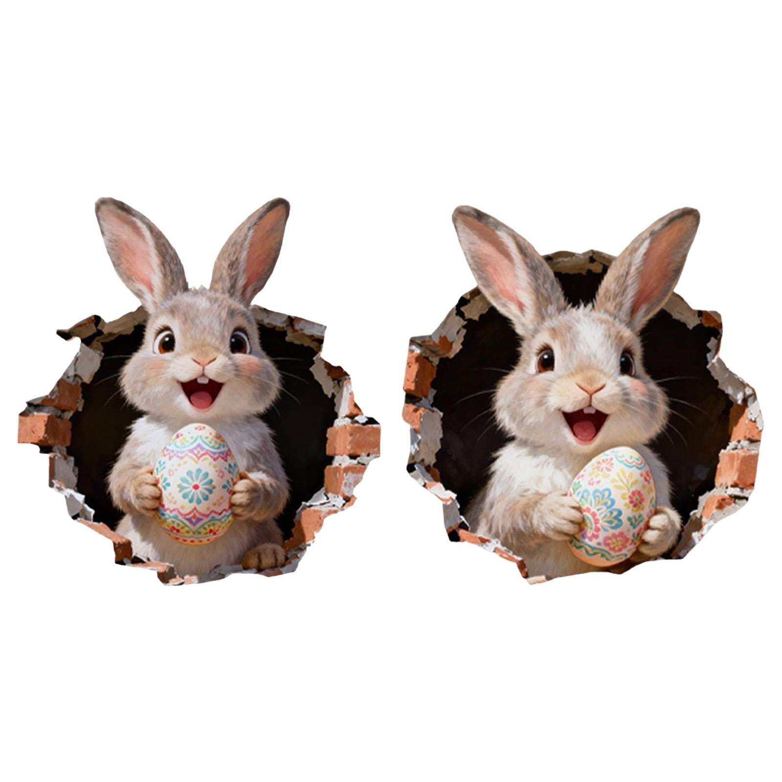 THHEIC 3D Wall Decals, 11.81 Inches Easter Egg Bunny with Removable Self-Adhesive Feature, for Home and Kids Room Decor, Creative Gift Idea