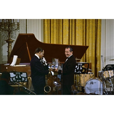 Presidential Medal Of Freedom Richard Nixon (1913-1994) N37Th President Of The United States Presenting Duke Ellington With The Presidential Medal Of Freedom Photograph 29 April 1969 Poster Print by Granger Collection ()