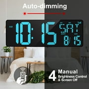 XREXS Large Digital Wall Clock with Bluetooth, 16.5 in Large Display Wall Clock with Temperature/Date/Week