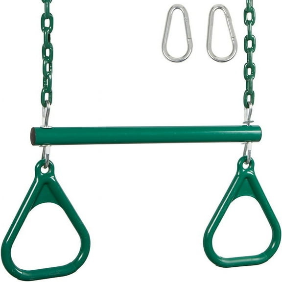 Swing Set Stuff Inc. Trapeze Bar with Rings and Coated Chain (Green)