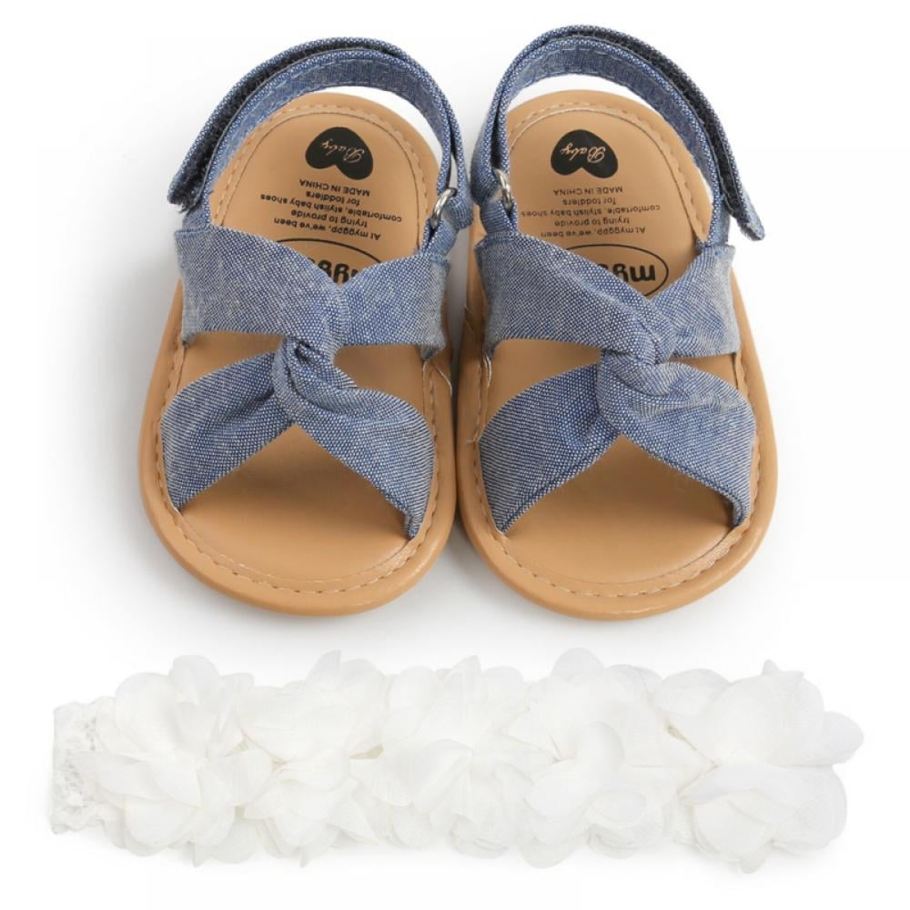 Newborn Infant Baby Girls Sandals Summer Bow Soft Crib Shoes Anti-slip Prewalker 