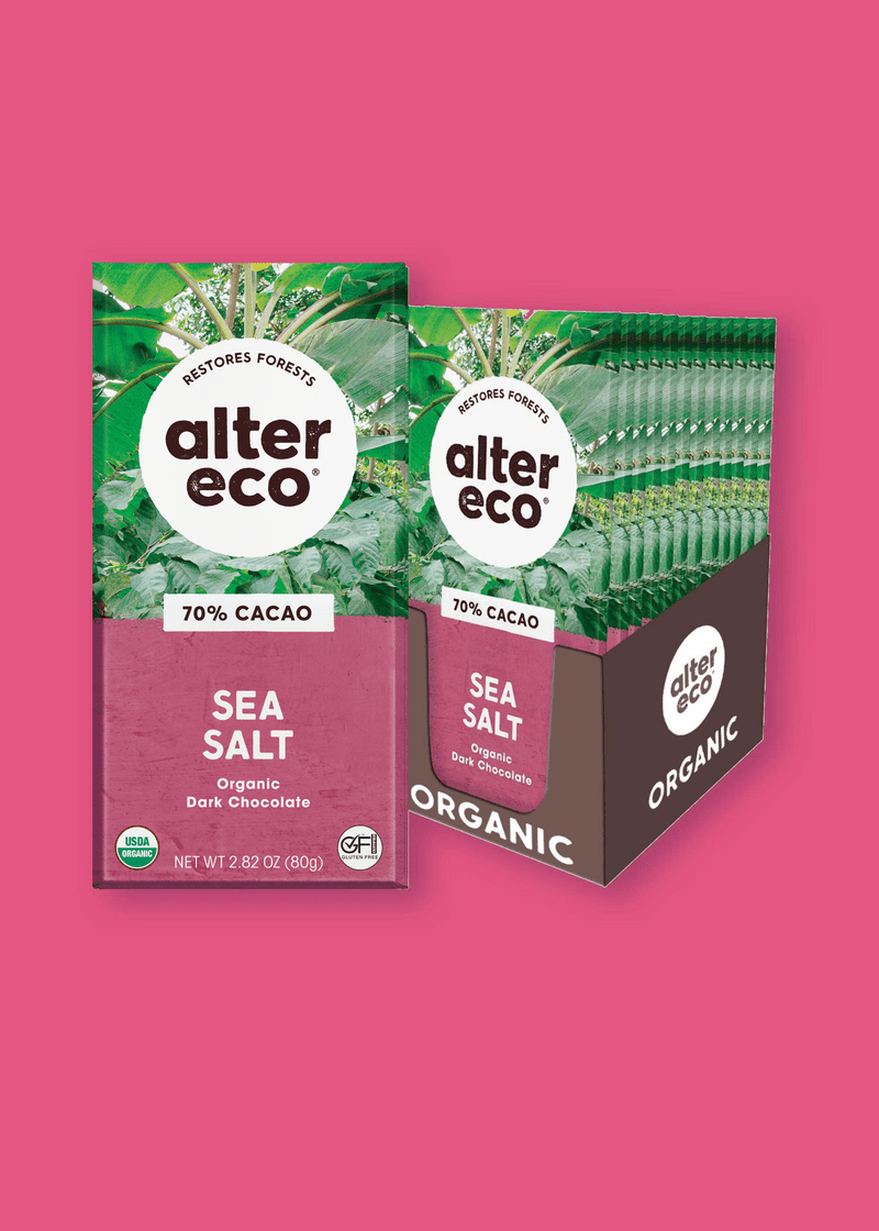 Pack of 12, Alter Eco Sea Salt Organic Dark Chocolate, 2.82 oz