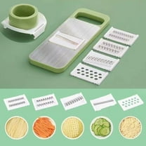 Iumwxz Kitchen Gadgets and Appliances Multifunctional Vegetable Chopper with 5 Interchangeable Stainless Steel Blades Food Dicer Grater Cutter Includes Container Dishwasher Safe Easy Storage Green