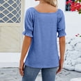 thumbnail image 5 of TYGHBN Women's Loose Fit Casual Short Sleeve T Shirt Spring & Summer Square Neck Top Womens Short Sleeve T Shirt Long Sleeves for Women Athletic V Neck Shirts Women T Shirts Tops for Women Women Long, 5 of 9