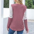 thumbnail image 4 of DEELLEEO Ladies Round Neck Solid Color Patchwork Lace Tops/Shirt, 4 of 6