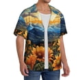 thumbnail image 4 of Cauagu Sunset Sky Sunflower Men's Short Sleeve Button Down Hawaiian Shirt for Men Bowling Shirts Casual Summer Beach Shirt,Large, 4 of 6