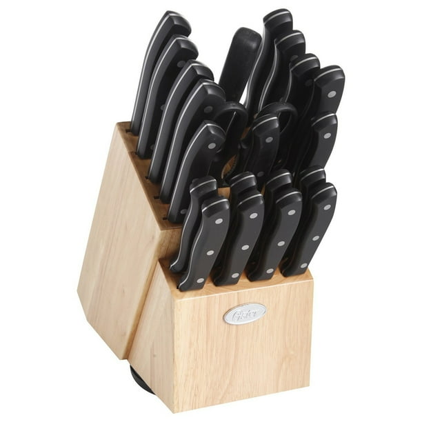 Oster Evansville 22Piece Cutlery Set With Rubber Wood Block Walmart