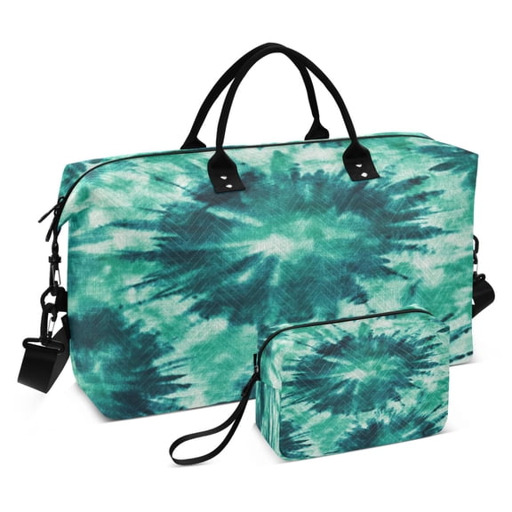 Travel Duffel Luggage Bag Sports Duffle Bag Gym Bag with Zipper Dark Teal Tie-dye Pattern