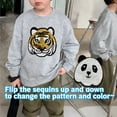thumbnail image 2 of VNKIDY Boys Sweatshirts Kids Sequin Cartoon Graphic Pullover Long Sleeve Crewneck Loose Fit Athletic Top For Casual Daily Outdoor Activities Trendy Top Grey 5-6 Years, 2 of 4