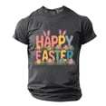 thumbnail image 3 of Generic Men's Happy Easter T Shirts Rabbit Ears Eggs Flowers Leaf Tops Summer Crew Neck Tees Cotton Going Out Shirts, 3 of 5