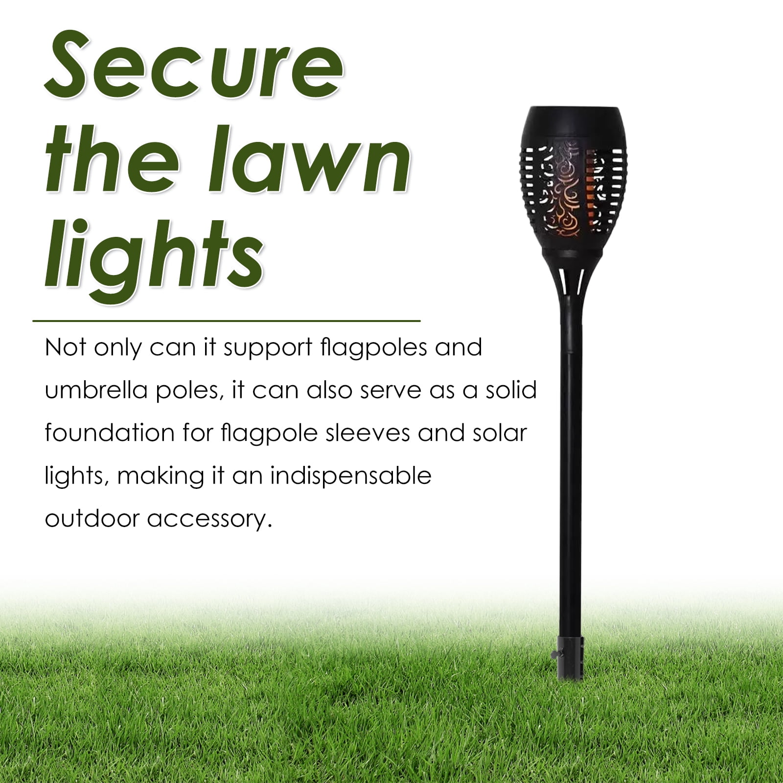6Pcs Torch Stakes Heavy Duty Carbon Steel Solar Light Ground Spike Outdoor Metal Flag Stakes Umbrella Stakes Universal Light Stakes Landscape Lamps Pole for Solar Lights Outdoor Garden