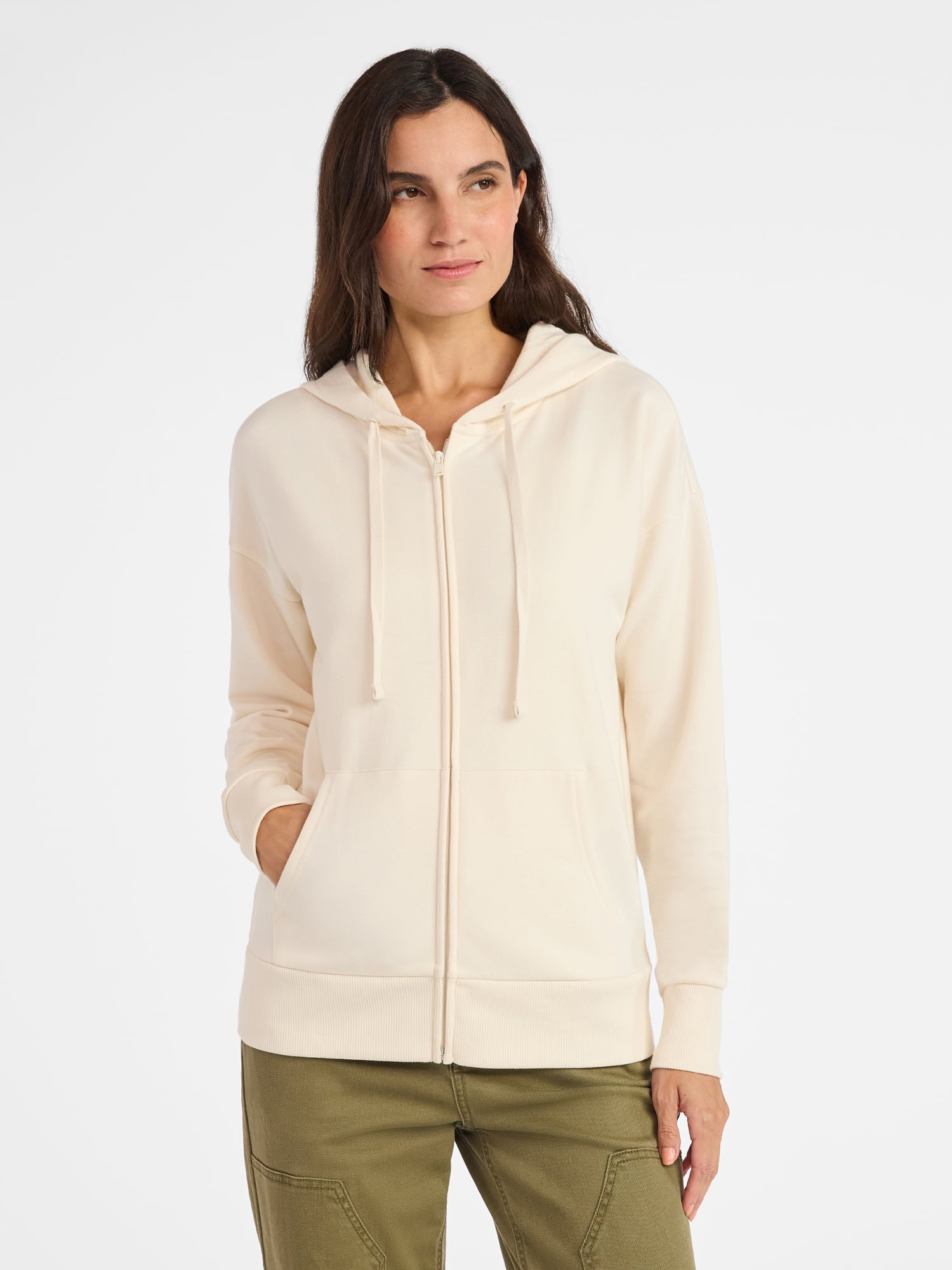 Time and Tru Women's and Women’s Plus Zip Front Fleece Hoodie Jacket, Sizes XS-4X