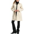 thumbnail image 2 of Allegra K Lapel Coats for Women's Button Down Single Breasted Long Sleeve Winter Pea Coat M Beige, 2 of 5