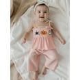 thumbnail image 6 of Jxzom Halloween Toddler Girl Outfits Pumpkin Smocked Spaghetti Strap Tank Top Dress Gingham Plaid Pants Halloween Clothes, 6 of 10