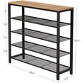 thumbnail image 3 of 5-Tier Shoe Rack Bench Shoe Storage Organizer 16-20 Pairs for Closet with 4 Mesh Shelves and Large Top for Bags Brown and Black, 3 of 7