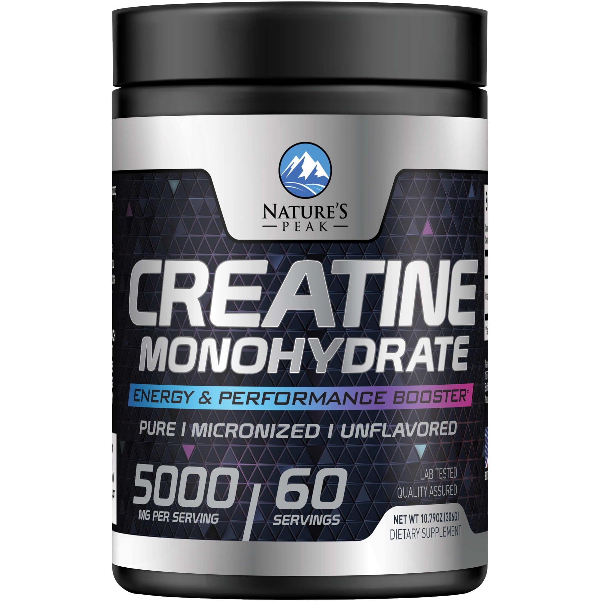 Creatine Monohydrate Powder 5000mg - Pure Micronized Creatine Mono 5G Nutritional Supplement - Pre Workout for Energy & Muscle Support for Men and Women, Unflavored, Bottled in USA - 60 Servings