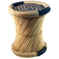 thumbnail image 1 of Natural Geo Moray Accent Stool - Handwoven Blue Diamond, 1 of 4