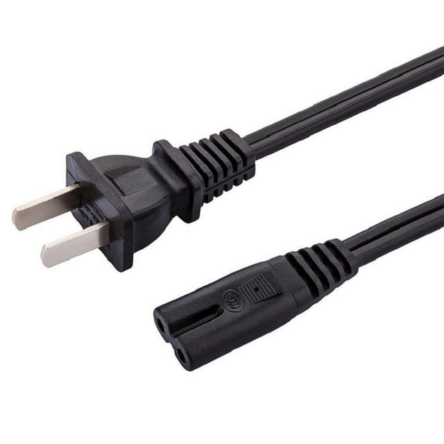 cable de alimentación de ca compatible con xbox one s, xbox one x, reemplazo del cable de alimentación negro, conector NEMA 1-15P de dos clavijas planas y conector IEC320 C7 en forma de 8 en primer plano; cable liso 18 AWG, 125 V 10 A, indicado como reemplazo para consolas, TV, impresoras y otros dispositivos que requieren un cable de 2 ranuras; puede usarse también como cable de repuesto para barras de sonido y sistemas de altavoces.