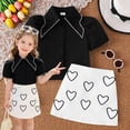 thumbnail image 2 of HAYIMI Toddler Girl Pearl Collar Heart Embroidery Skirt Outfit Sets For Kids Versatile Clothes Sets, 2 of 6