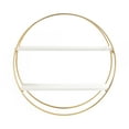 thumbnail image 5 of Kate and Laurel Sequoia Modern Round Wall Shelf, 24 Inch Diameter, White and Gold, Contemporary Glam 2-Tier Floating Shelf Decor for Living Room, Bedroom, or Bathroom Display, 5 of 8
