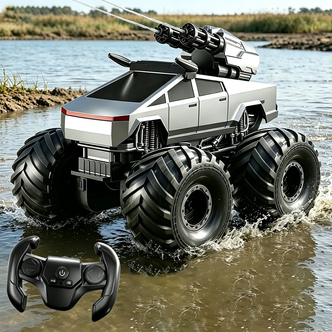 HNH 1:16 Waterproof Monster Truck, Amphibious RC Cars 4WD Remote Control Car Trucks, All Terrain Off-Road Pickup Cybertruck Toy for 6-15 Year Old Boys Girls Kids Gifts