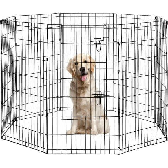 BestPet 8-Panel Tall Dog Playpen Crate Fence Pet Kennel Play Pen Exercise Cage, 42-Inch, Black