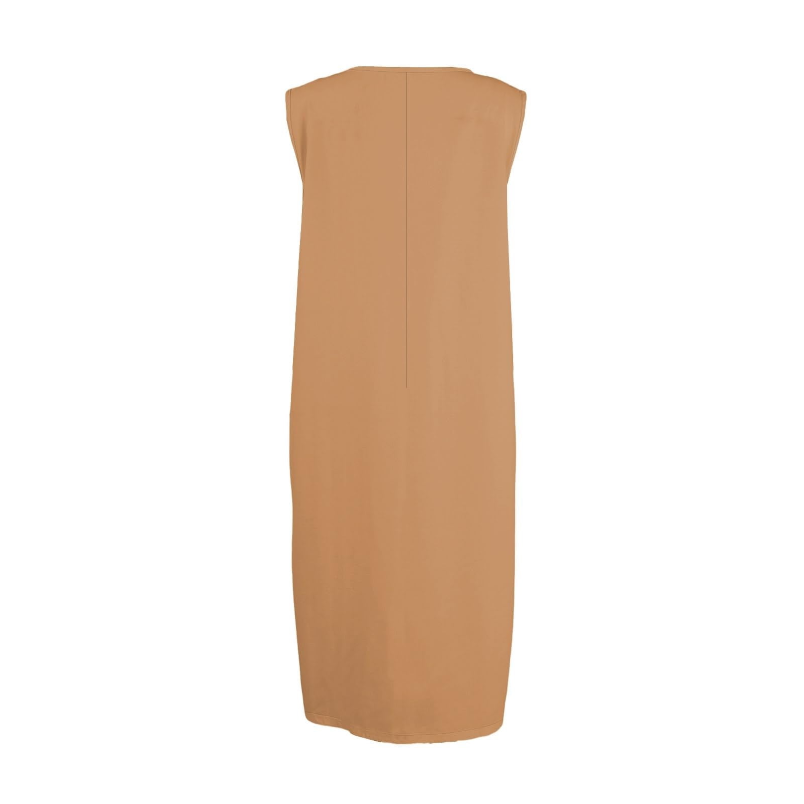 YANGXINX Womens Summer Dresses 2026 Linen Solid Color Sleeveless Round Neck Casual Shirts Dress with Pockets Comfortable Flowy Tunic Clothes