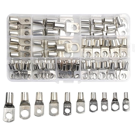 100Pcs Tin-Plated Crimp Rings, Crimp Ring Connectors for Marine/Automotive Applications, Wire Crimp Kits for Cable Terminals and Electrical Wiring(Silver)