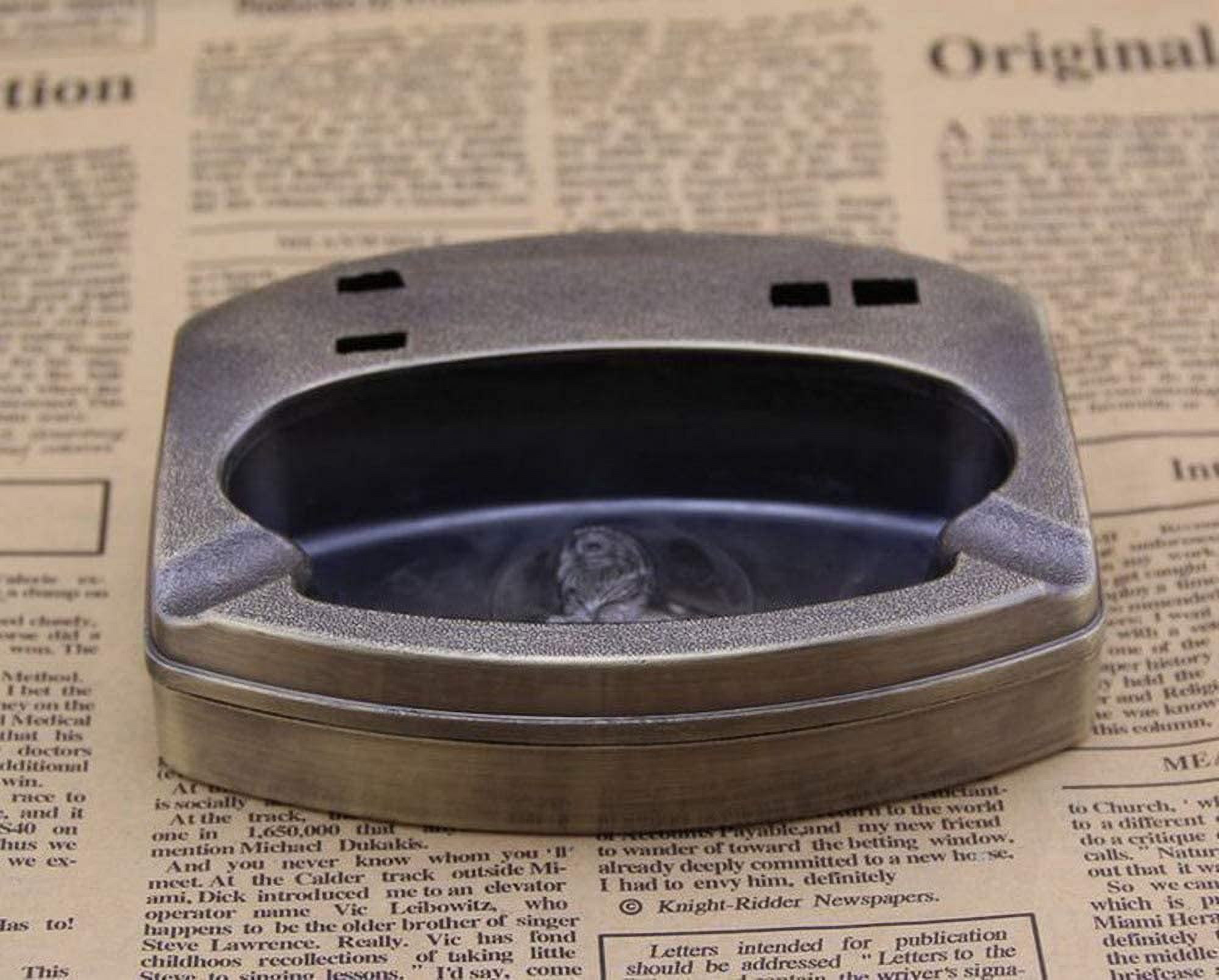 Piioket Skull Skeleton Shaped Cigar Cigarette Lighter Refillable Butane Gas Normal Flame Lighter with Ashtray Ash Tray
