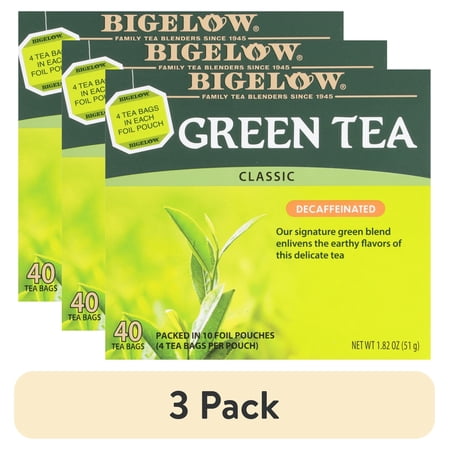 (3 pack) Bigelow Decaffeinated Green Tea Classic Tea Bags, 40 Count