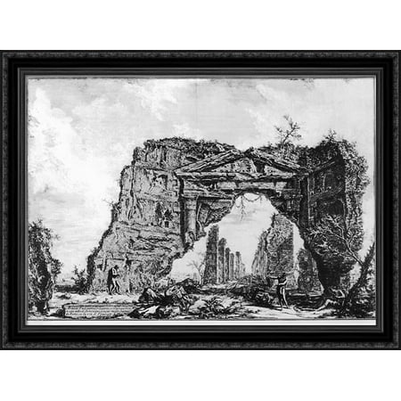 Vedute di Roma 38x28 Large Black Ornate Wood Framed Canvas Art by Giovanni Battista Piranesi