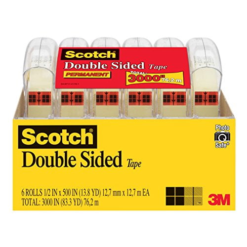 Scotch Double Sided Tape, 1/2 x 500 Inches, 6 Dispensers/Pack (6137H-2PC-MP)