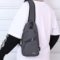 thumbnail image 3 of Tholdsy Bolsa de pecho impermeable de gran capacidad de nailon con carga USB, textura suave, durabilidad del hombro Electrónica Gris, 3 of 6