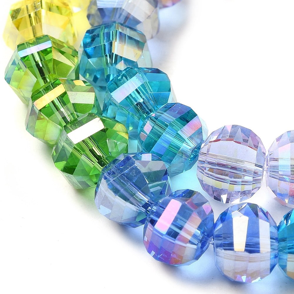 10strands Electroplate Glass Beads Strands Faceted Round Mixed color 8x6mm Hole: 1.4mm about 60pcs/strand 14.09 inch(35.8cm)