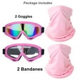 thumbnail image 6 of Motorcycle Goggles,2 Pack Dirt Bike ATV Motocross Riding Hiking Protective with 2 Pack Neck Breathable Bandana Mask (Light pink + Black/Colorful) Two squirrels, 6 of 7
