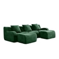 thumbnail image 3 of U-shaped Soft Teddy Fabric Boneless Sofa, Assembly Chaise, No Assembly Required Curved Armrest, Anti-Slip Design 32D High Density Sponge Streamlined Design, Fits Living Rooms Reading Nook (Green), 3 of 11