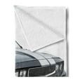 thumbnail image 2 of Cars Soft Flannel Fleece Throw Blanket, Black Modern Pony Car with White Racing Stripes Coupe Sports Dragster Print, Cozy Plush for Indoor and Outdoor Use, 50" x 70", Black Grey White, by Ambesonne, 2 of 5