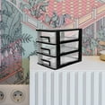 thumbnail image 4 of Melantax Portable Three Layer Plastic Storage Cabinet with Drawers, Multifunctional Storage Furniture (Black and Transparent), 4 of 7