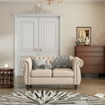 thumbnail image 2 of 60" Elegant Modern Upholstered Sofa with Solid Wood Legs, Mid-Century Loveseat Sofa Chair with Buttoned Tufted Backrest and Detachable Cushion, Suitable for Living Room, Beige, 2 of 9