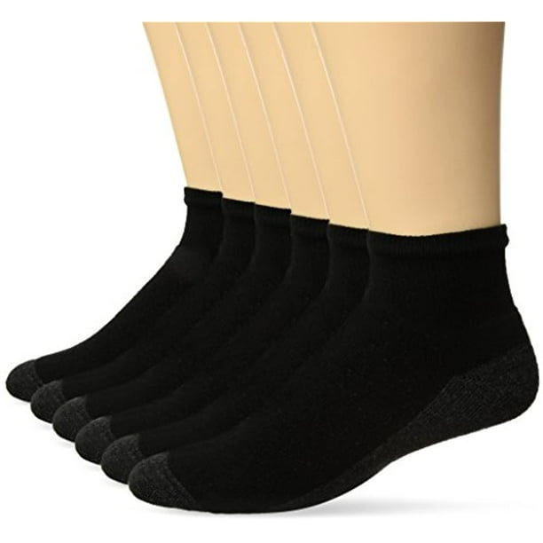Hanes Men's Max Cushion Ankle Socks 6-Pack, Black, Shoe Size: 6-12 ...