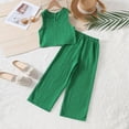 thumbnail image 4 of Nwiuh Girls Clothing Set Casual Clothes Sleeveless Back Tank Crop Top and Wide Leg Pants with Pocket Outfits Green for Size 11-12 Years, 4 of 7
