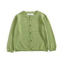 YOUYEDIAN Kids Baby Girls Cardigan Sweater Button Down Long Sleeve Crewneck Cotton Sweater Uniform Cardigan Kids Knit Sweater Outerwear for Girls and Boys Green 3-4 Years