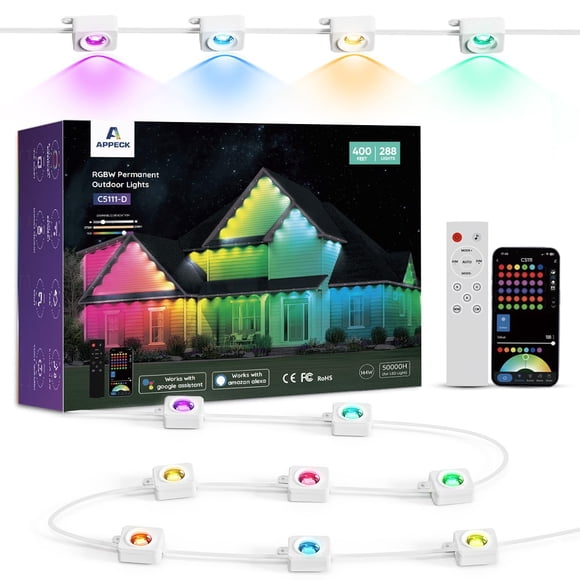 Luces exteriores APPECK 122 m 288 LED 144W RGBW impermeables