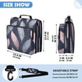 thumbnail image 3 of Zipper Binder with Shoulder Strap 2 inch 3 Ring Waterproof File Folder Organizer Bag 500 Sheet Pink and Gray Feathers Pattern, 3 of 8