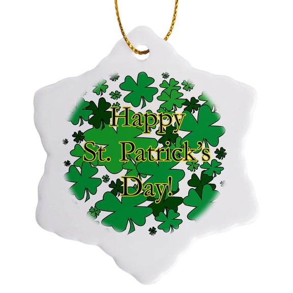 3drose, Keep Yourself Pinch Free on St Patricks Day, 3 inch Snowflake Porcelain Ornament
