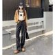 thumbnail image 1 of Pantalones vaqueros de estilo Retro para mujer, Jeans sueltos de nicho con piernas anchas, Pantalones rectos antiguos informales de cintura alta, 1 of 4