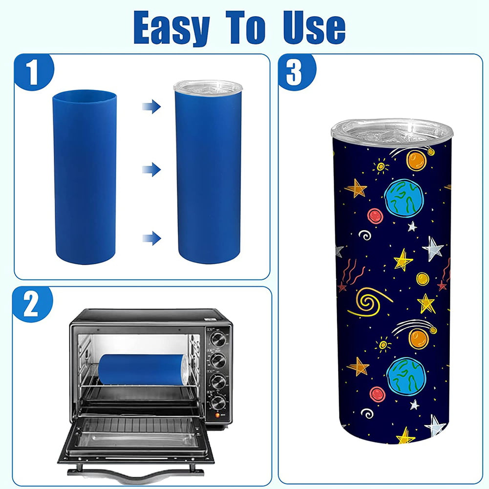 Sublimation Skinny Tumbler 20oz Shrink Wrap Kit 50pc - Sleeve, Silicone Band,  Tutorial Booklet (use in home oven!)